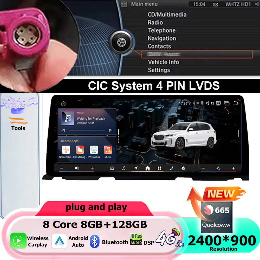 12.3" QLED Android Screen for BMW 6 Series F06 F12 (2010–2018) — CarPlay, Android Auto, GPS, DSP