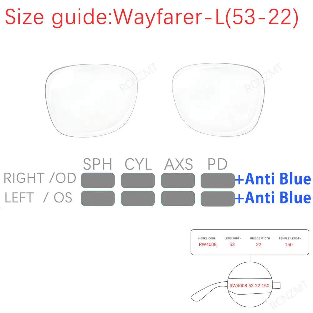 For Ray Ban Meta Lens Replacement Transitions RW4006/4008 Wayfarer Headliner Anti Blue Prescription Lenses Accessories