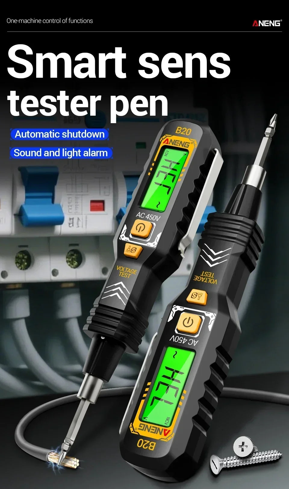 ANENG B20 Voltage Pen screwdriver dual head  11V~ 450V AC Voltage DetectionSmar Screwdriver Dual-use Slotted Cross Meter tools