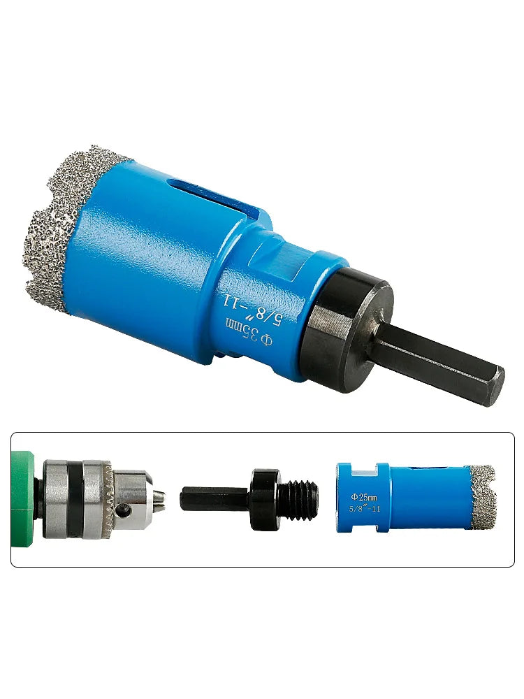 10 Pc Diamond Dry Core Drill Bit Set 5/8-11 for Tile & Granite