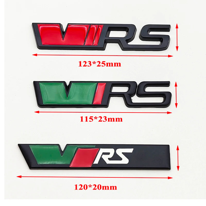 3d Metal RS Logo VRS Car Front Grill Emblem Rear Trunk Badge for Skoda VRS Octavia 1 2 3 Rapid Kodiaq Karoq Fabia Kamiq Superb