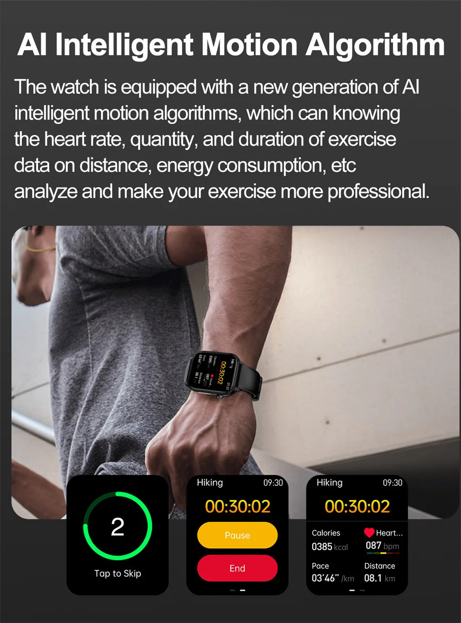 2026 New Al Science Diagnosis Blood Lipids Uric Acid Blood Oxygen Smart Watch Men ECG+PPG Voice Bluetooth Call Health Smartwatch