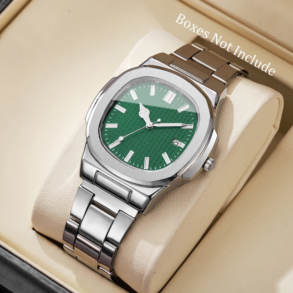 Men's Square Quartz Watch with Calendar – Minimalist Business Dress Watch
