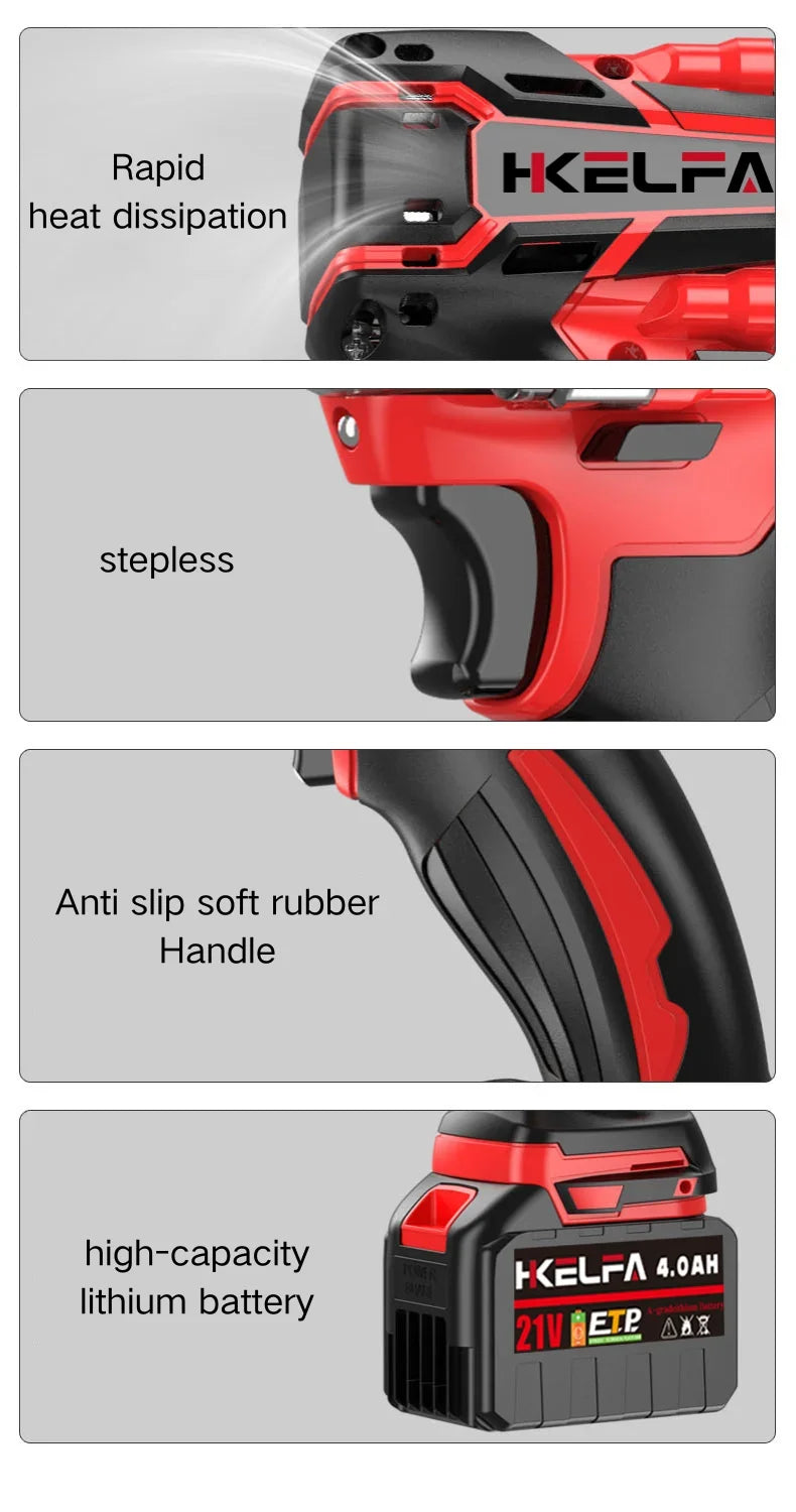 520N.M Brushless Electric Impact Wrench  Impact guns 1/2 Reverse Cordless Electric Wrench for Makita 18V Battery Power Tool