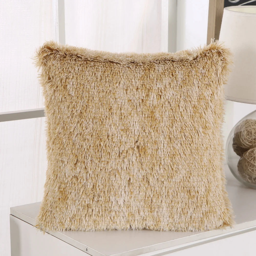 Soft Fur Cushion Cover 43x43cm - Plush White Decorative Pillow Case - photo 7