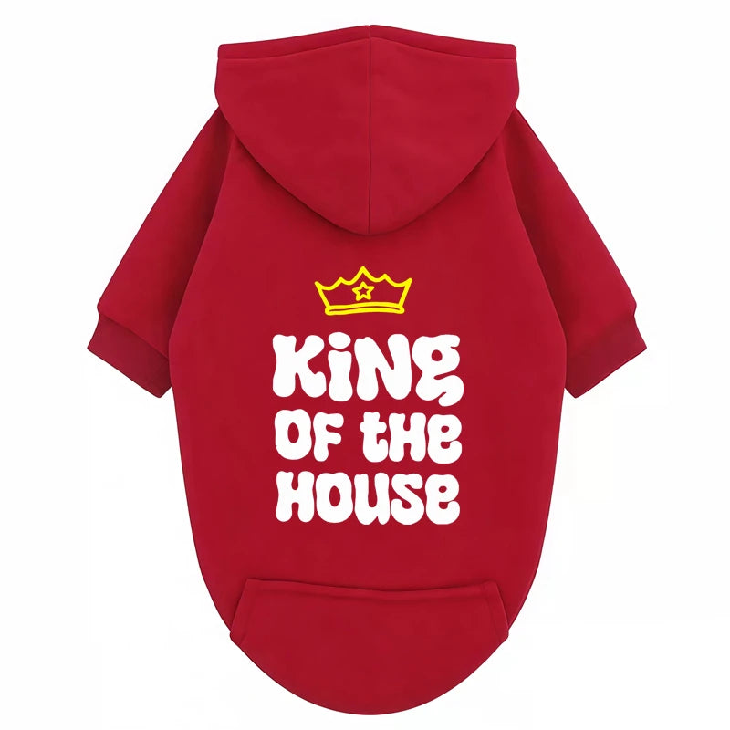 King of the House Dog Hoodie - Funny Crown Print Pet Sweatshirt - photo 3