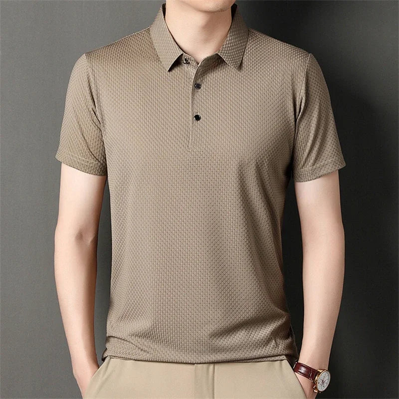 Men's Ice-Silk Polo - Wrinkle-Resistant Cool-Touch, Quick-Dry
