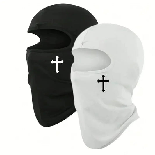 Cross Print Balaclava, Breathable Ski Mask