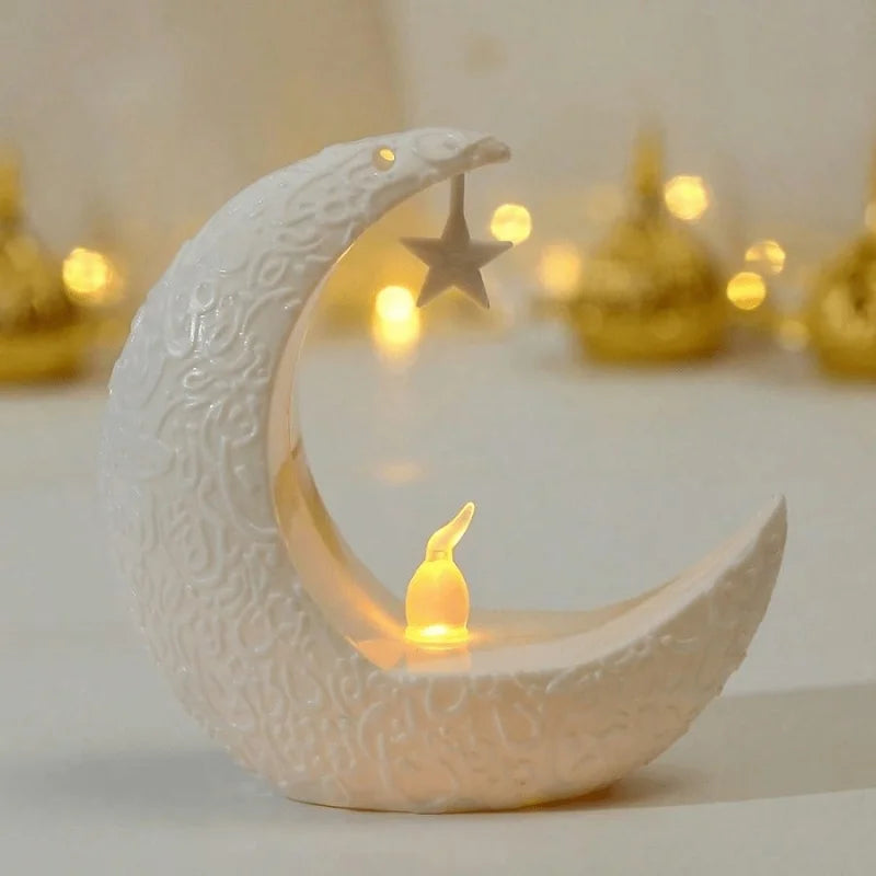 1pc Middle East Eid al Fitr Star Moon Electronic Candlestick Arab Ramadan Candle Night Light Home Restaurant Decoration Ornament