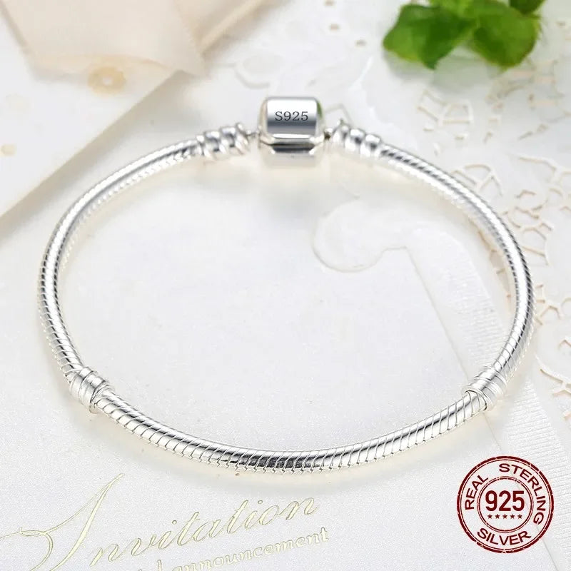 925 Sterling Silver Snake Bone Charm Bracelet – Handmade Fine Jewelry for Women | 2 Styles, 16–23cm