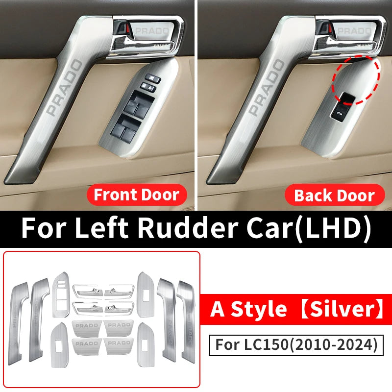 For Toyota Land Cruiser Prado 150 2010-2024 2023 2022 Car Door Handle Decorative Glass Switch Button LC150 Interior Accessories