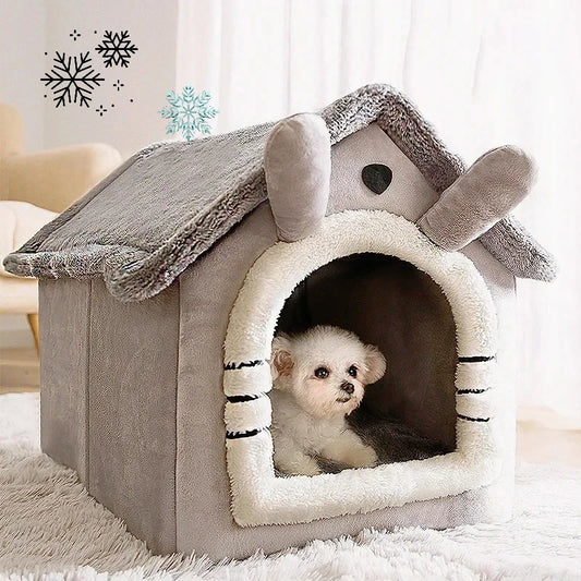 Foldable Pet House Bed - Soft Warm Kennel for Small and Medium Dogs