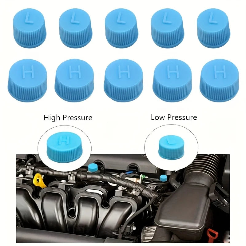 10Pcs/Set Car Air Conditioner Dust Valve Caps for R134A AC System,AC Low/High Pressure Port Cap Replacement Air Conditioner Seal