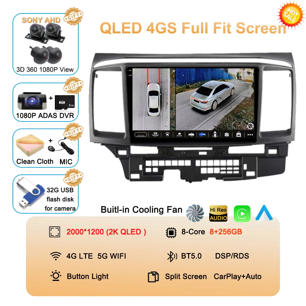 Android 16 Car Radio For Mitsubishi Lancer 10 CY 2007 - 2017 Multimedia Video Player 2 din WIFI+4G Navigation GPS Stereo Carplay