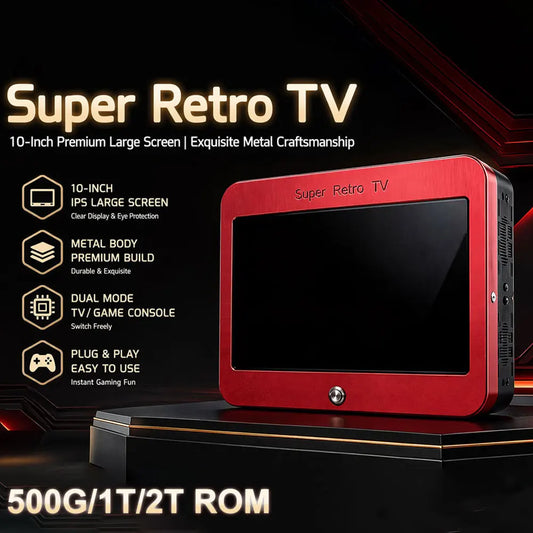 T1 Portable Game Console — 10-inch HD Screen, 60+ Emulators, 2 to 4 Players, Wireless Controller