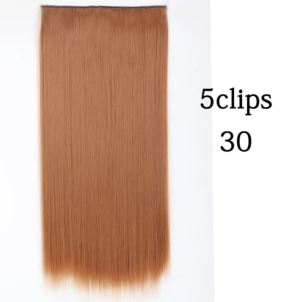 Synthetic 5 Clip In Hair Extensions Long Curly Hairstyle Hairpiece Natural Brown Black 80cm Heat Resistant  Fake Hair For Women