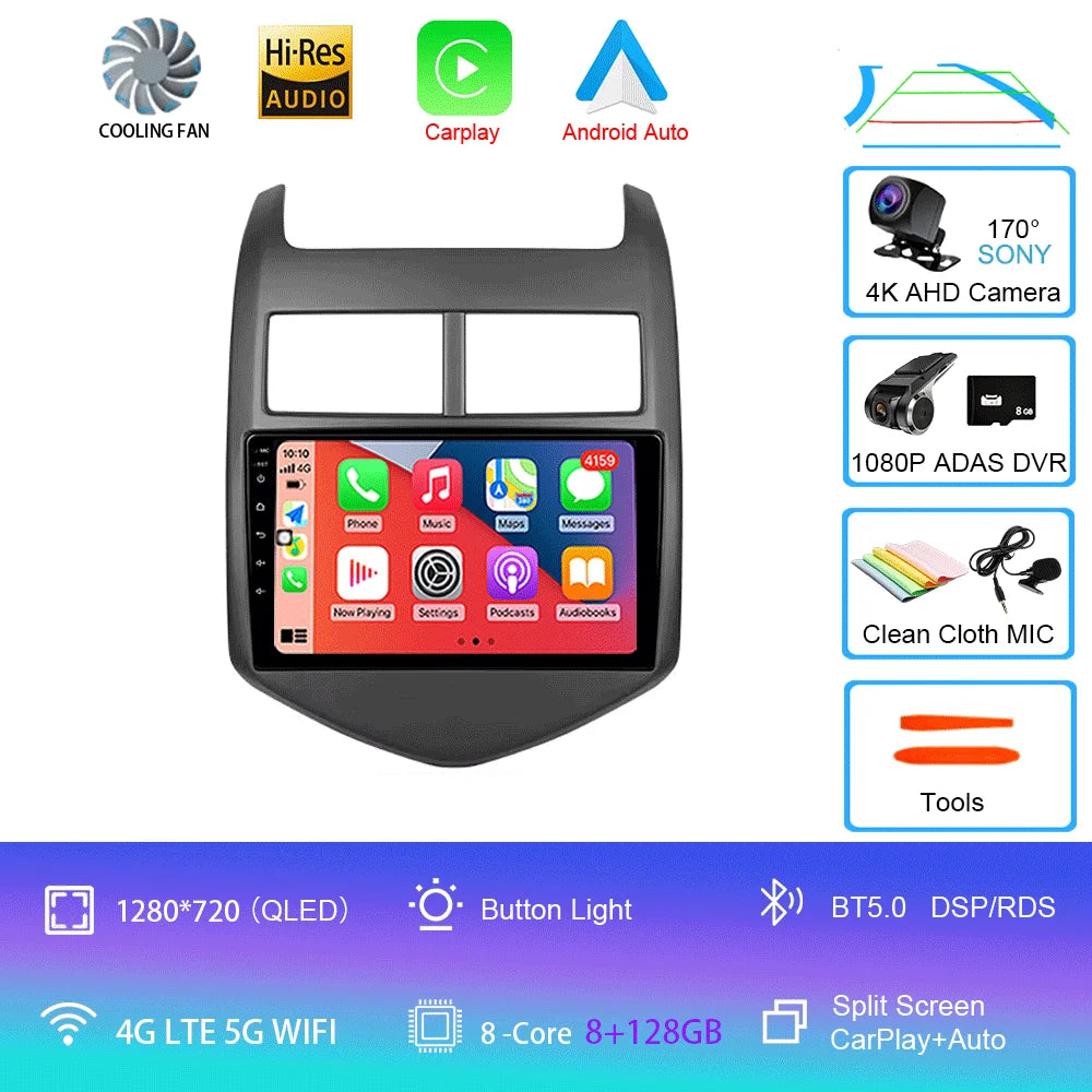 Android 16 Car Radio CarPlay Auto Multimedia Player For Chevrolet Aveo 2 Sonic T300 2011-2015 Navigation GPS 2din Stereo Audio