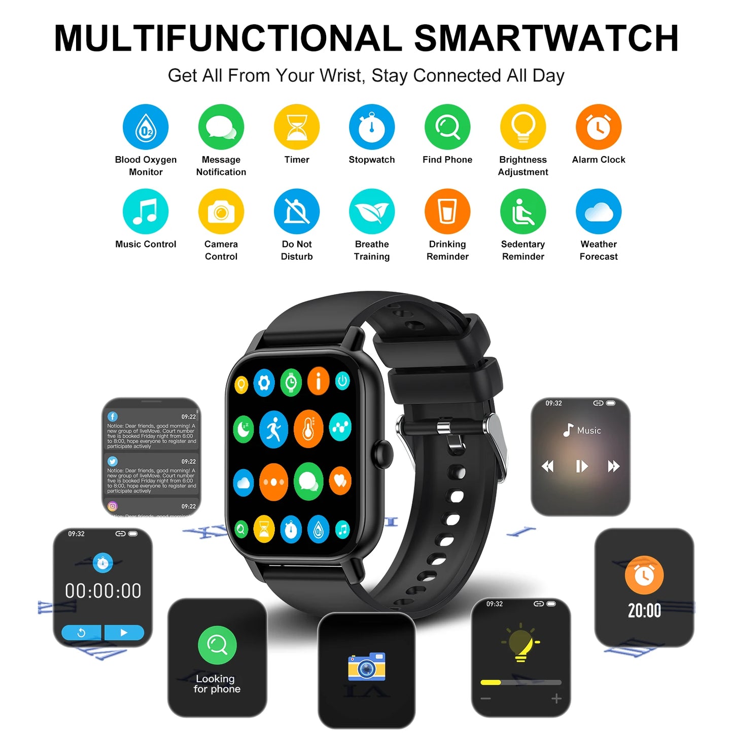 Jxrev 1.85" Ultra Thin Smartwatch with Bluetooth Calling & GPS – IP68 Waterproof | 110+ Sport Modes, Heart Rate, Sleep & Calorie Tracker for Android & iOS