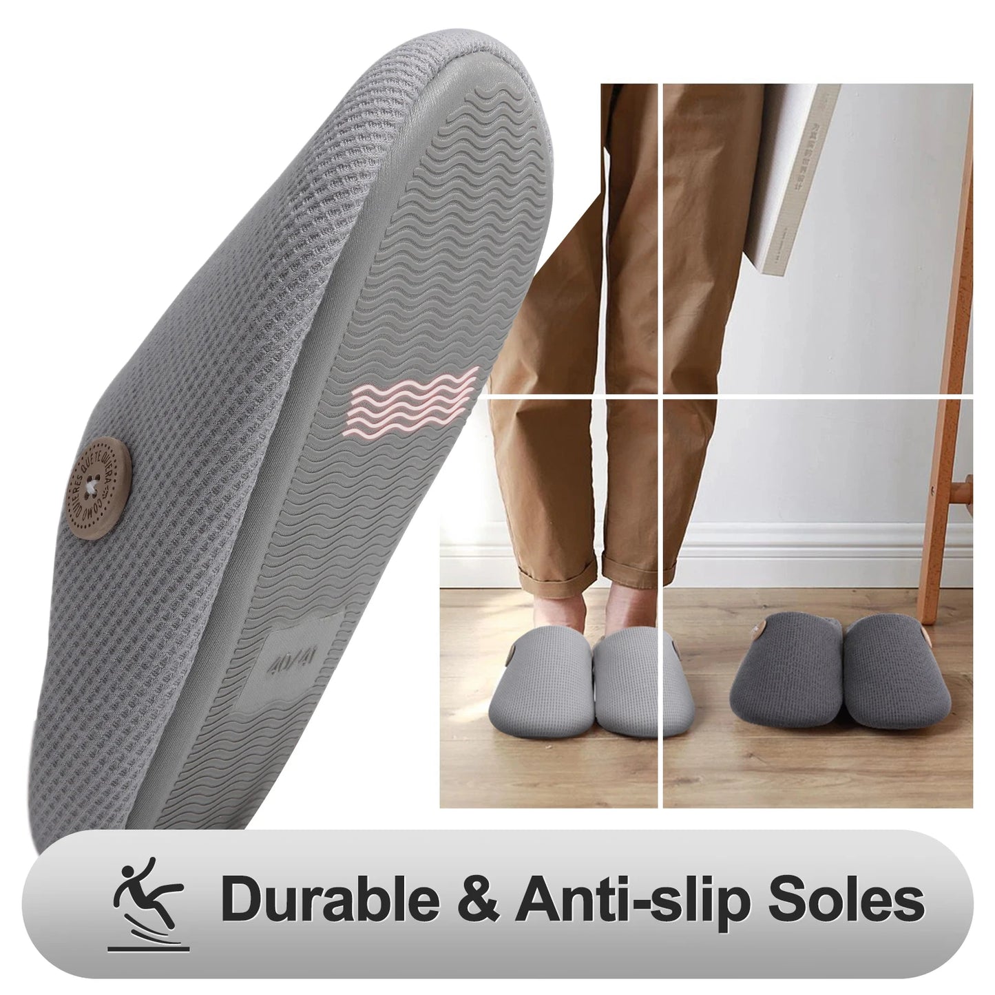Smile Pop Men Flat Slippers Indoor Cozy Home Men Slippers Winter Casual Slippers Soft Antiskid Slippers Outdoor Fashion Shoes