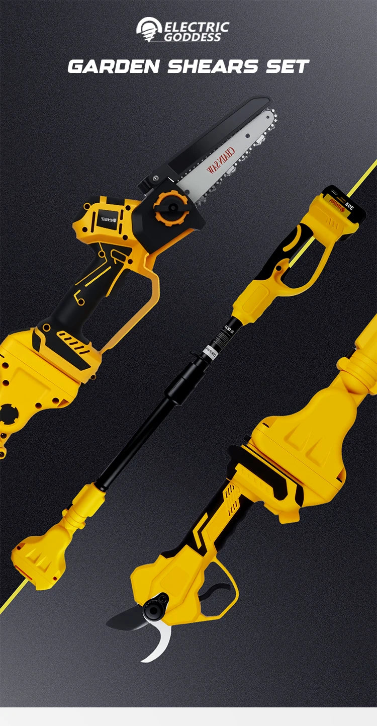 Brushless 6 Inch Electric Chainsaw Telescoping Pole Pruner High Branch Saw Garden Tree Pruning Tool For Dewalt 20V Battery Pin