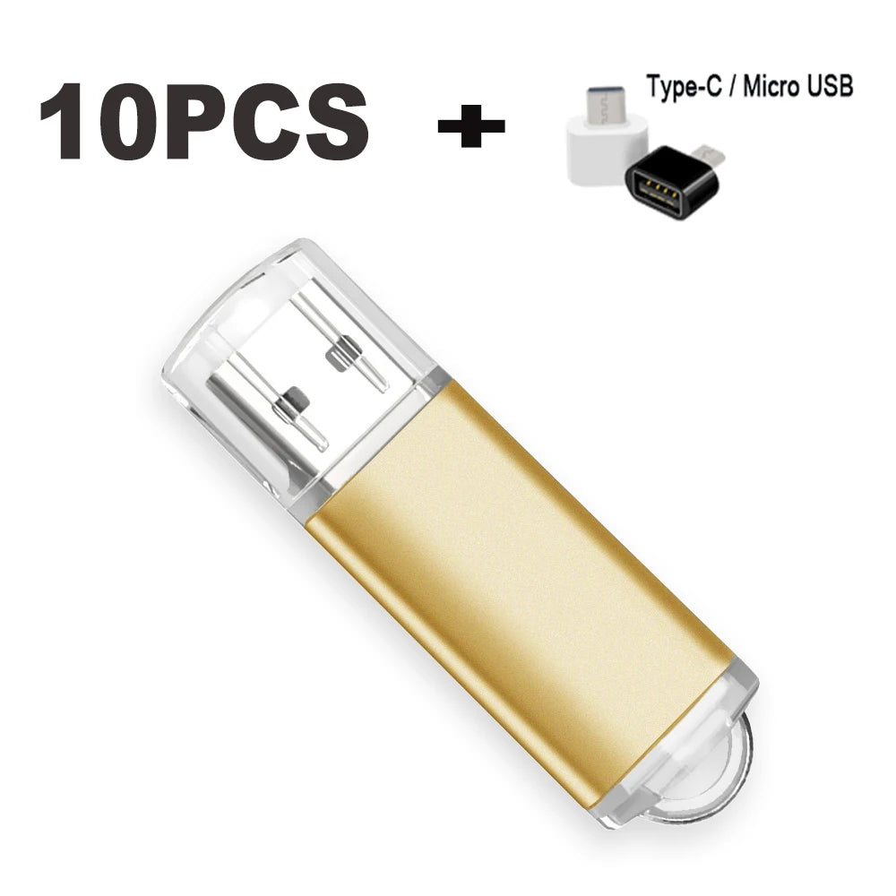 Color USB 2.0 Flash Drive 10-Pack — Bulk Mini Memory Sticks 4GB to 128GB