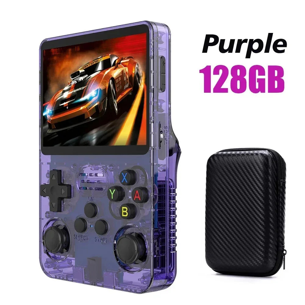 64GB/128GB Open Source R36S Video Game Console Linux System 3.5 Inch IPS Screen Orange Portable Pocket Video Player With bag