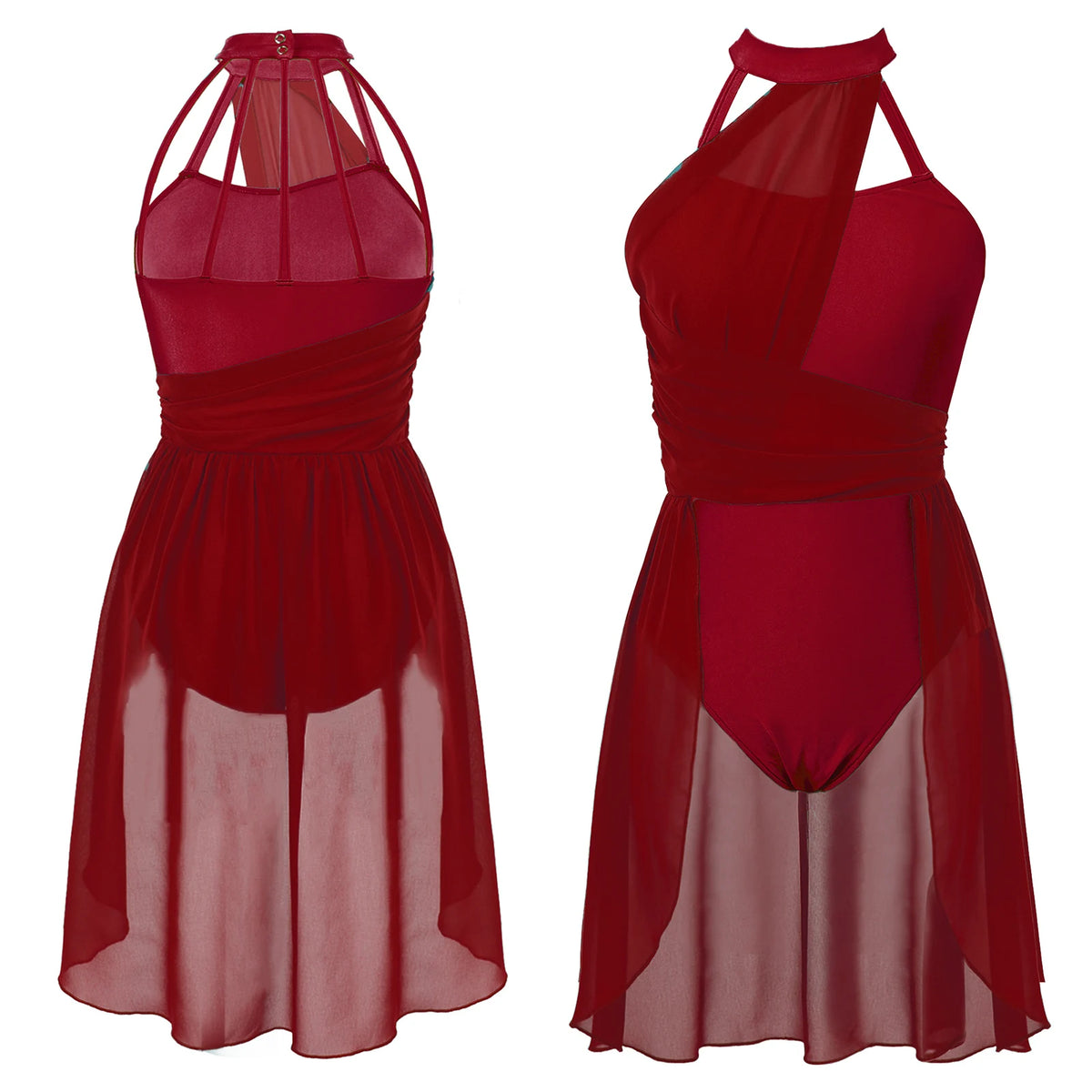 Women's ruched chiffon contemporary lyrical dress