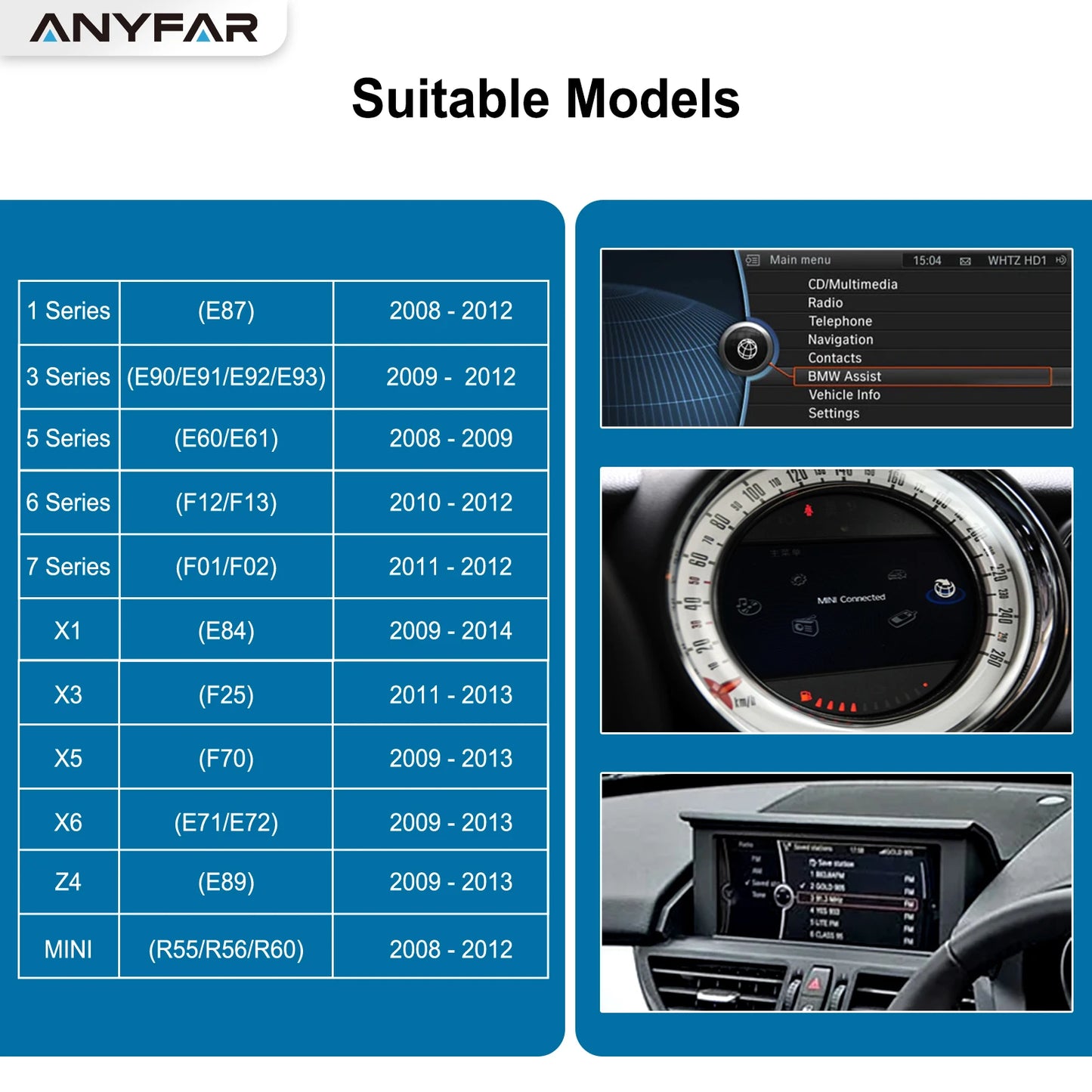 ANYFAR Wireless CarPlay/Android Auto Adapter for BMW CIC System Carplay Retrofit Decoder Module, Supports OEM Controls