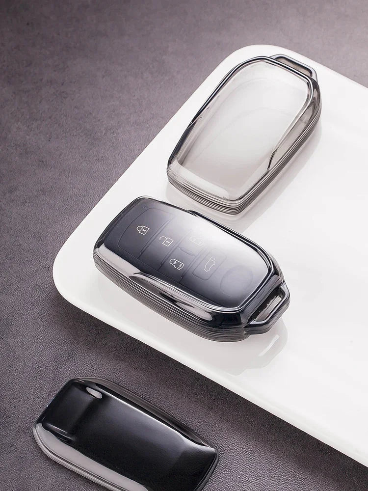 For TOYOTA Sienna RAV4 VENZA Mirai Hybrid Transparent Black Soft TPU Vehicles Alphard Remote 4 5 6 Button Car Key Case Cover Fob