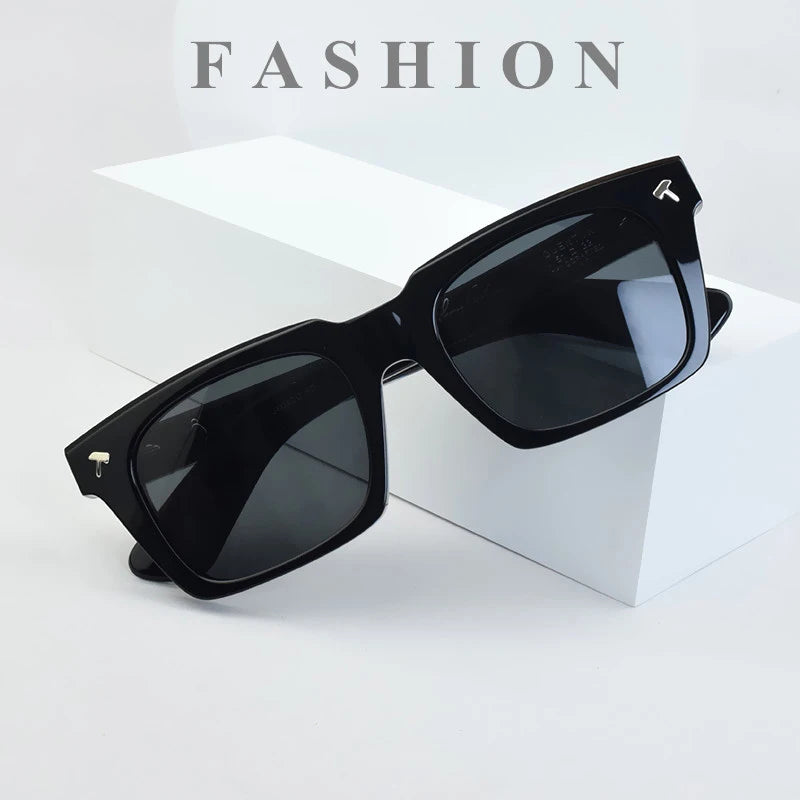 Thick Acetate Sunglasses — Japanese-Style Classic UV400 Frame