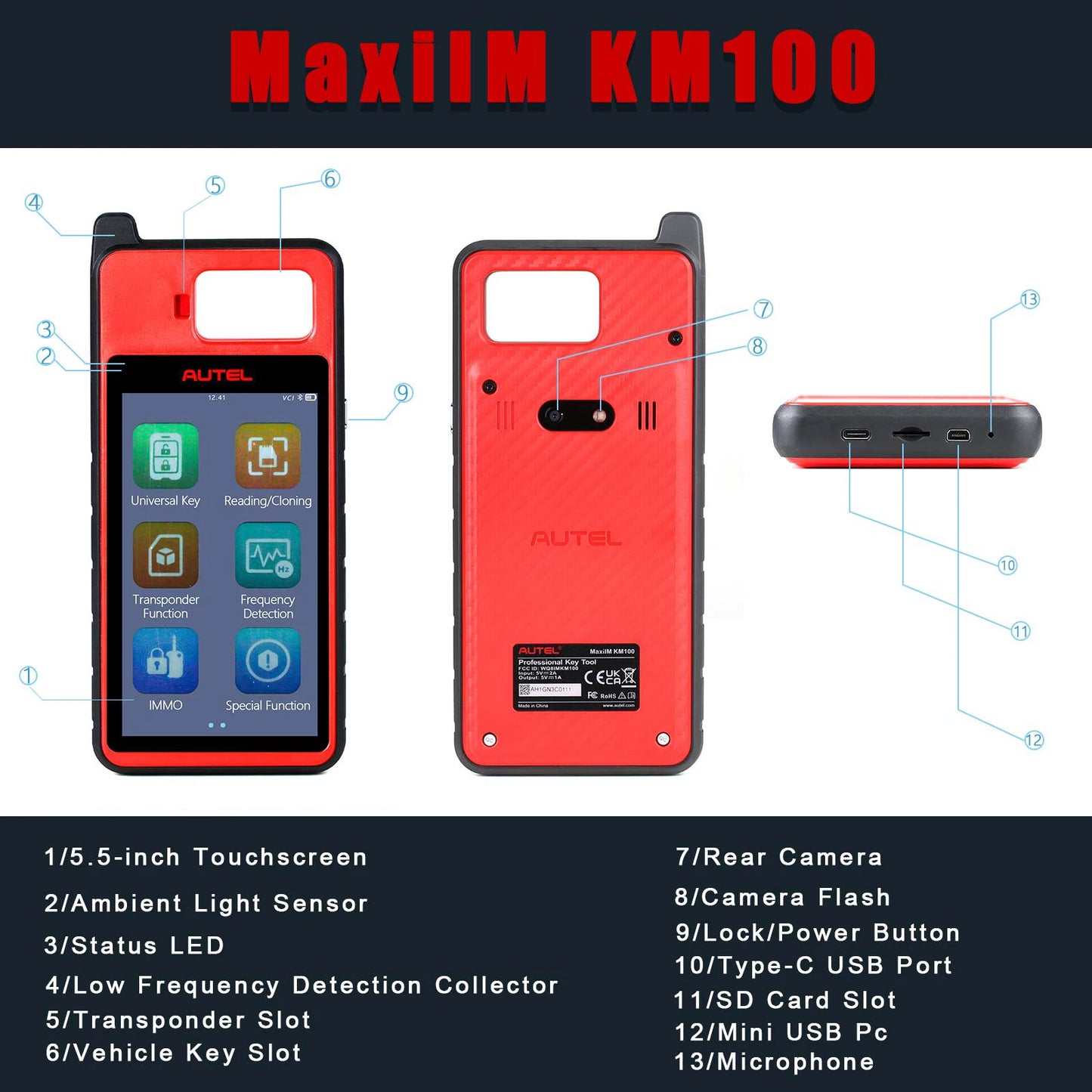 Autel MaxiIM KM100 KM100X Key Programming Tool Lifetime Free IMMO Immobilizer Key FOB Programmer OBD IMMO Key Learning PK IM508