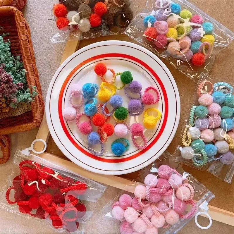 20 pcs colorful fluffy hair elastics  Kids ponytail bands  Hair accessories gift