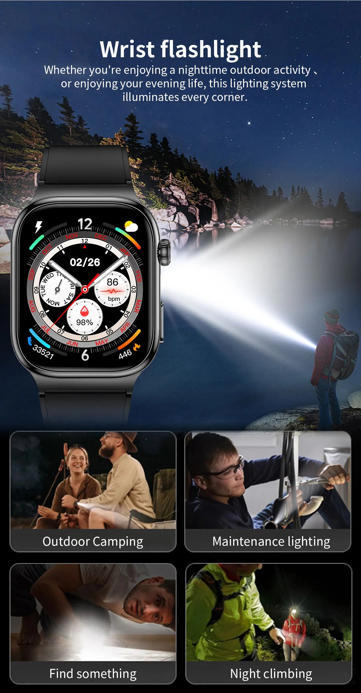 GUHUAVMI 2026 AI Health Smartwatch – ECG+HRV, Blood Pressure, Uric Acid & Blood Lipid Monitor | 2.04" AMOLED Sapphire | Bluetooth Calling | Men & Women
