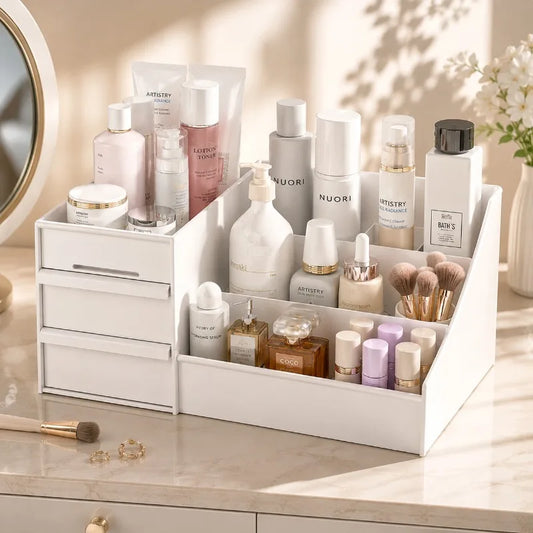 Makeup Organizer with Drawers - Desktop Skincare & Jewelry Storage Rack