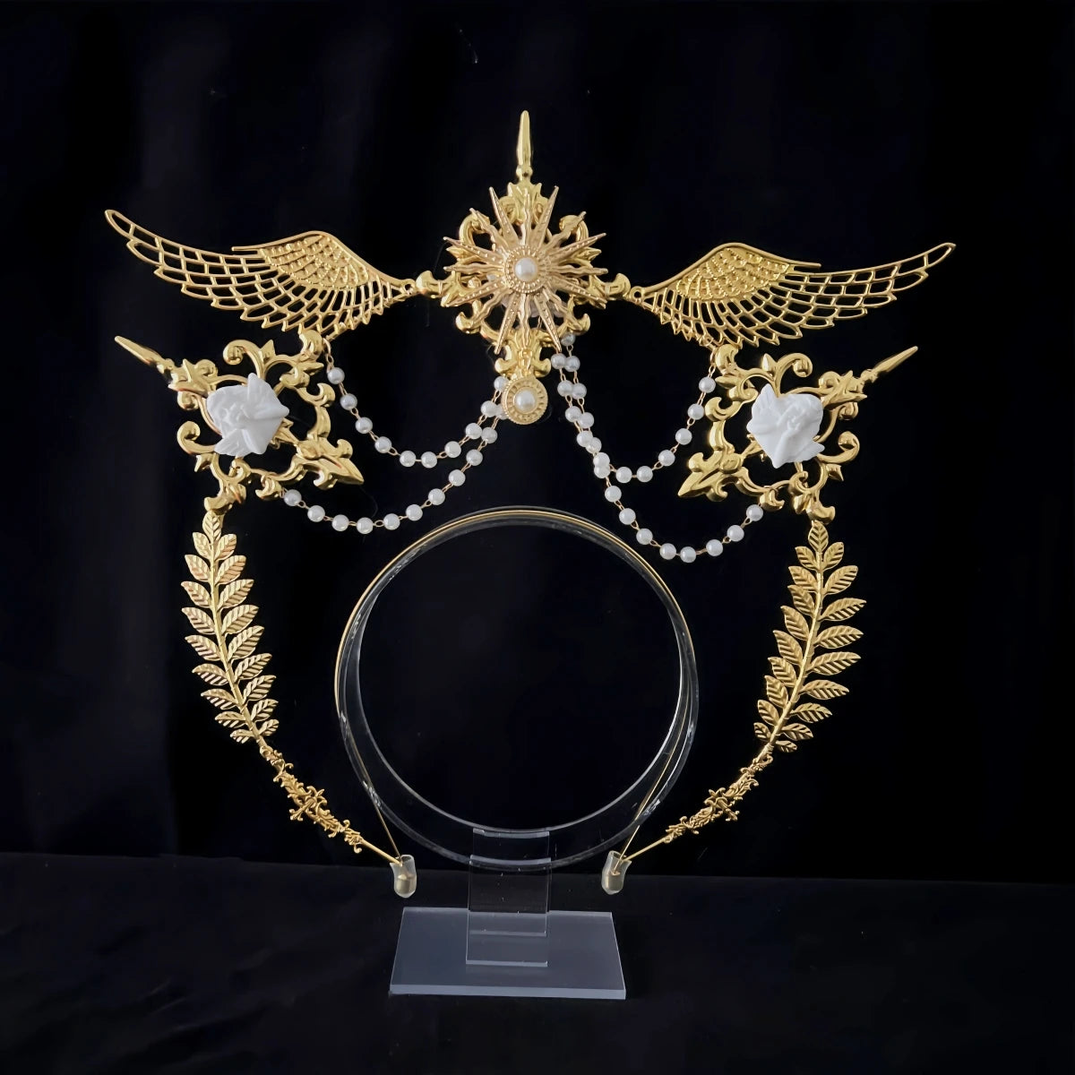 Handmade Halo Crown Headpiece Lolita Goddess KC Gothic Halo Crystal Crown Headband Hair Accessories