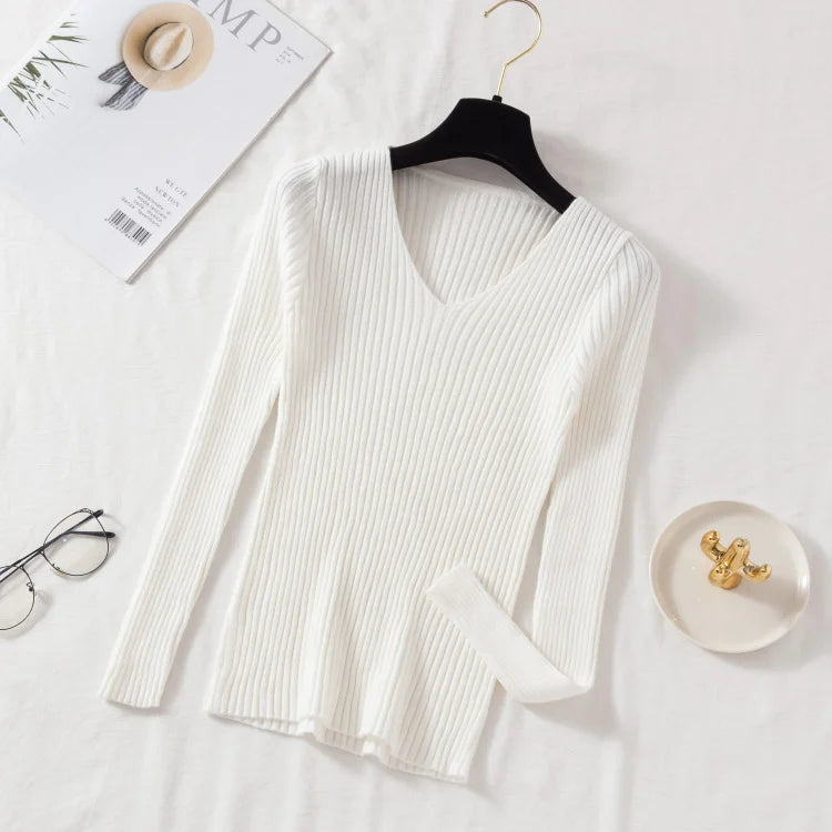 Women's V-neck knit pullover, casual sweater — view 13 of 20