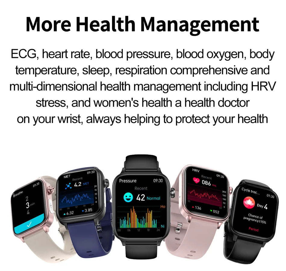 2026 New Al Science Diagnosis Blood Lipids Uric Acid Blood Oxygen Smart Watch Men ECG+PPG Voice Bluetooth Call Health Smartwatch