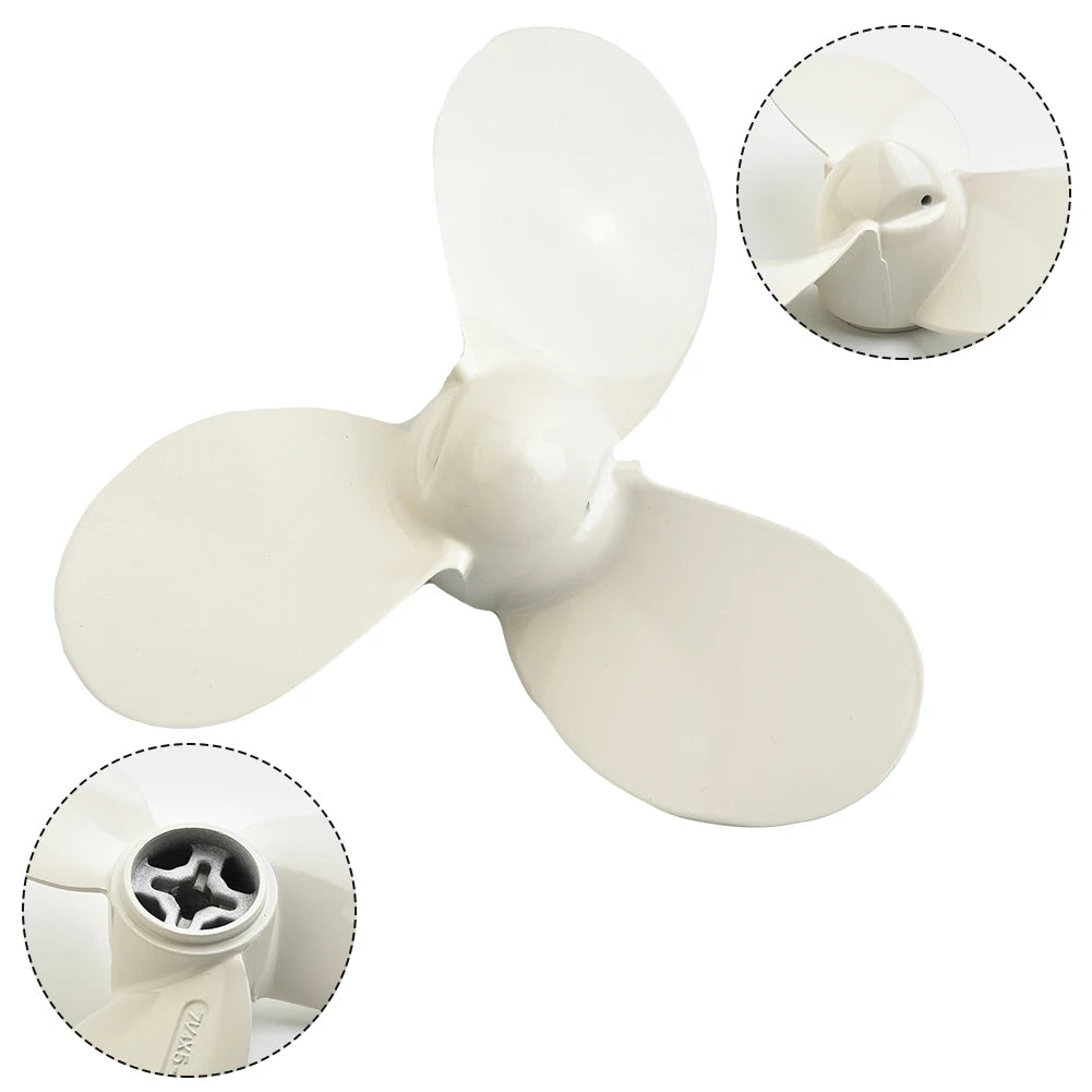 Metal Outboard Propeller With Three Leaves White Aluminum Alloy 7 1/4X5-A Outboard Engine Propeller Ship Spare Parts Propelleres
