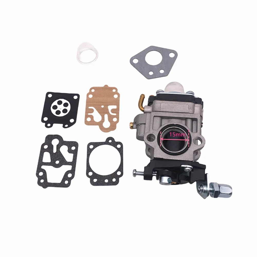 15mm Carburetor Kit For Brushcutter 43cc 49cc 52cc Brush Cutter with Seal Hose Spark Plug Petrol Filter Replacement Parts 40-5