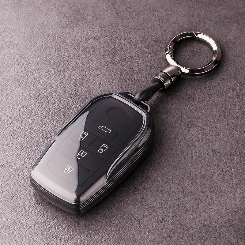 For TOYOTA Sienna RAV4 VENZA Mirai Hybrid Transparent Black Soft TPU Vehicles Alphard Remote 4 5 6 Button Car Key Case Cover Fob