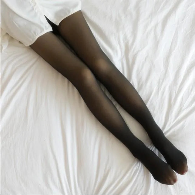 Women's Fleece-Lined Thermal Pantyhose, Sheer Look