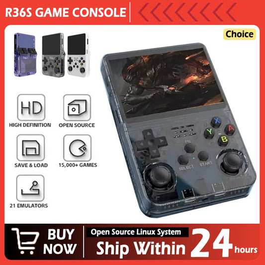 R36S Retro Handheld Video Game Console ARKOS System 3.5 Inch IPS Screen Classic Portable Pocket Video Player 128G Games Boy Gift