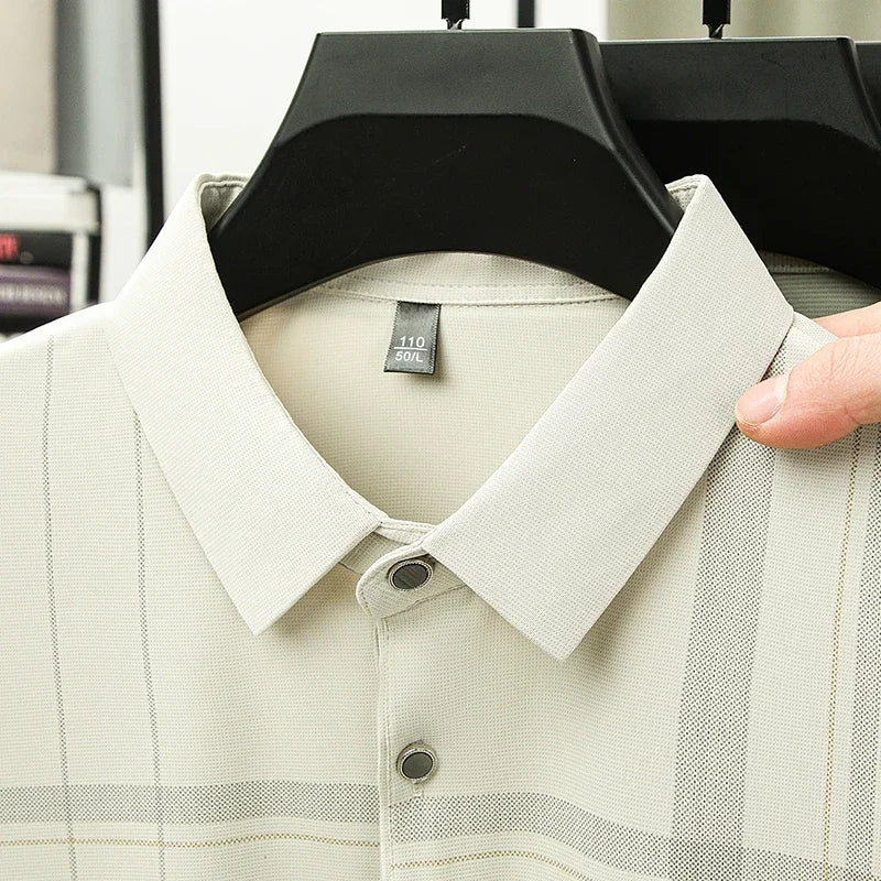Men's Plaid Polo Shirt - Breathable Short Sleeve, Business Casual