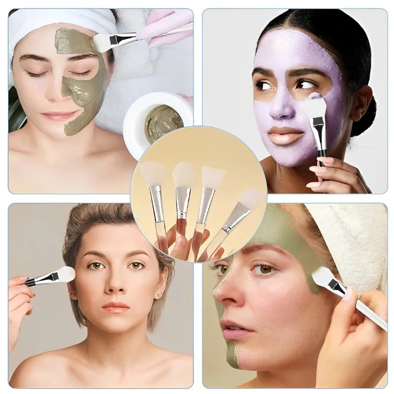 1/4pcs Silicone Facial Mask Brushes DIY Face Mask Brush Set Soft Head Mud Applicator Makeup Spatula Make Up Beauty Skincare Tool