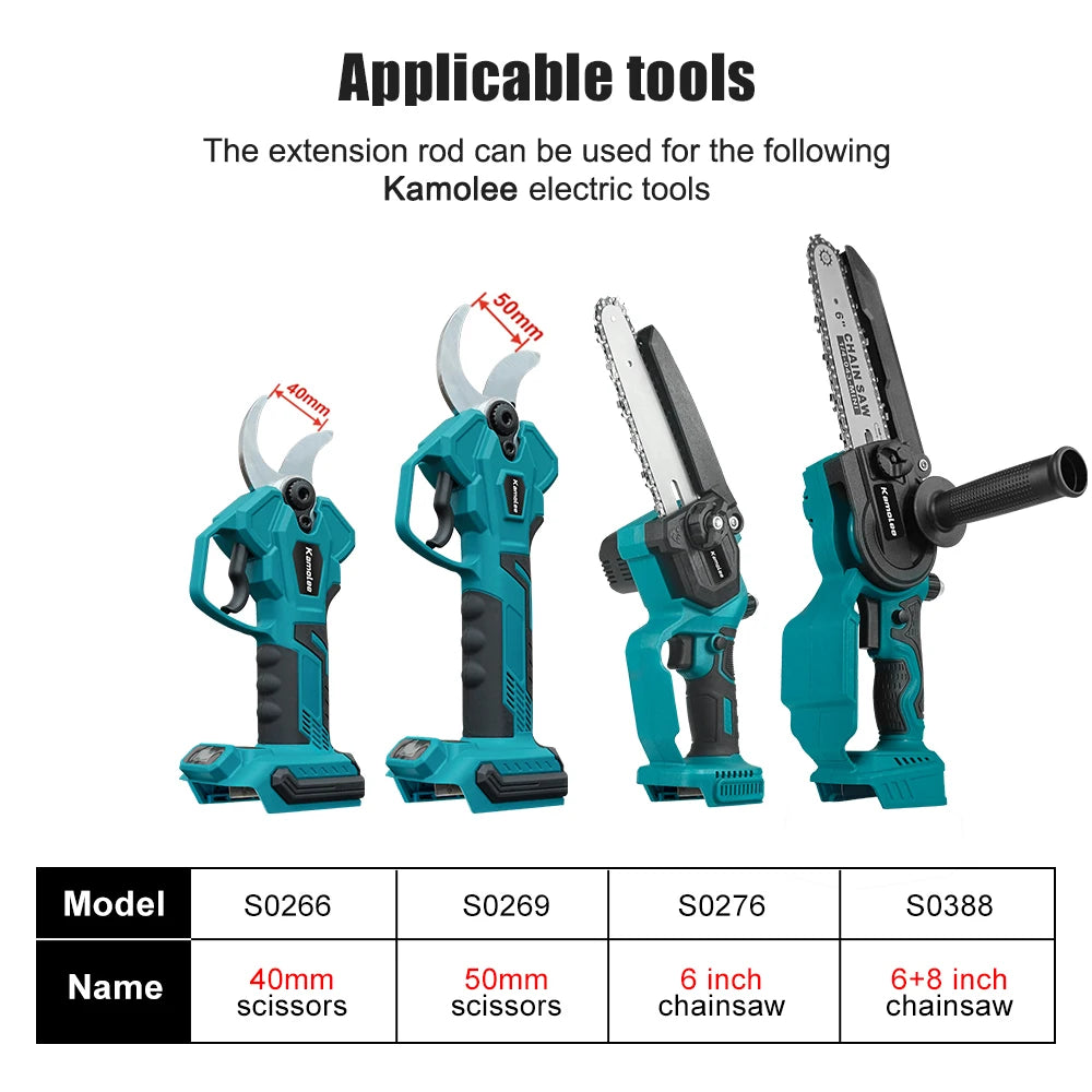 Kamolee 2.5 meter extension pole High branch saw suitable for electric scissors rechargeable chain saw 6-inch/8-inch hand saw