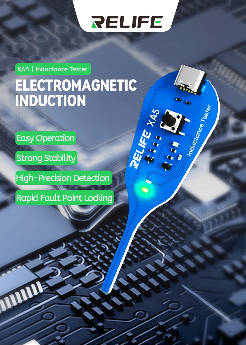RELIFE XA5 Inductance Tester Electromagnetic Non-Contact Fault Detection for Phones PCB Motherboard Repair Diagnostics Tool