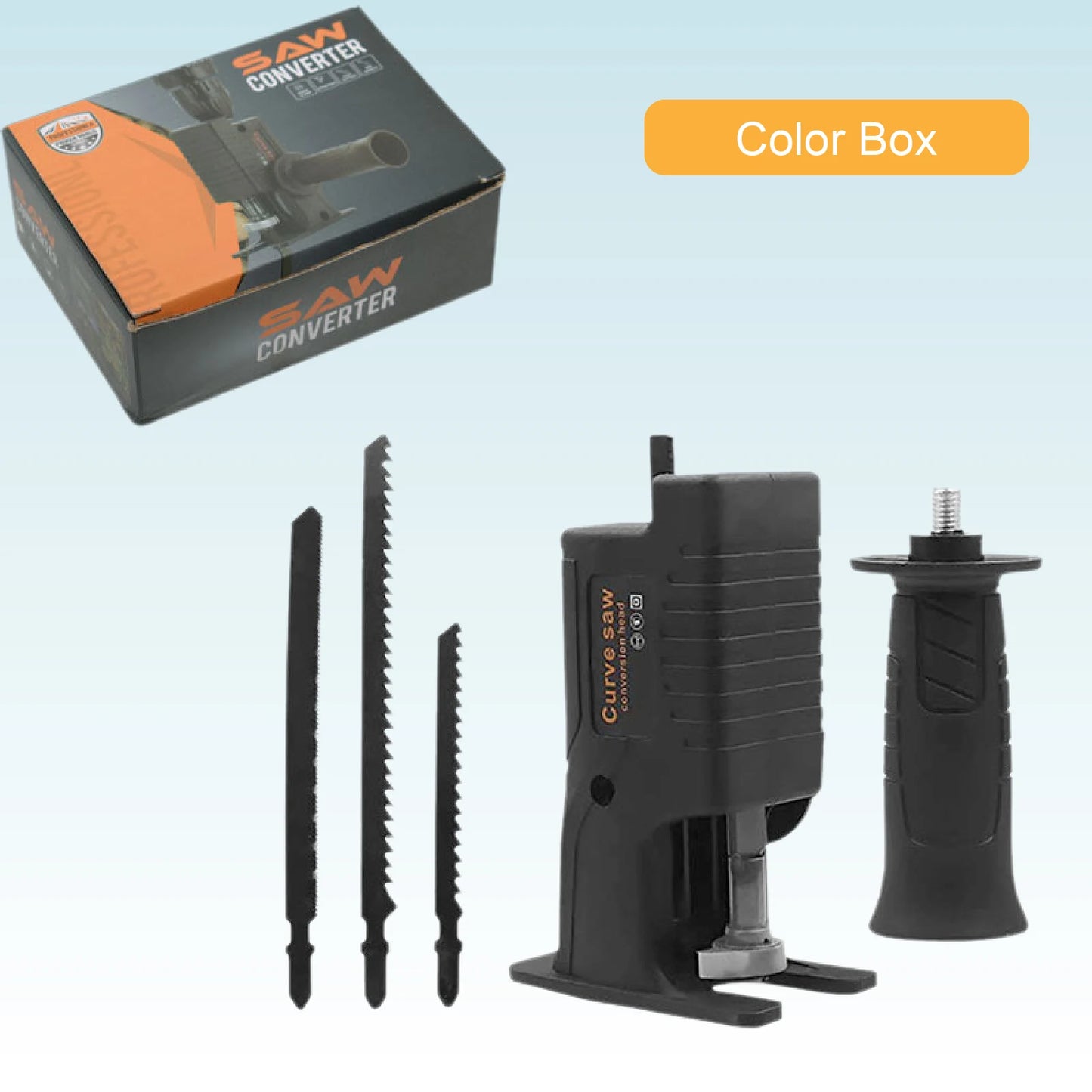 Electric Drill to Reciprocating Saw Adapter — Converter with Blades for Wood & Metal