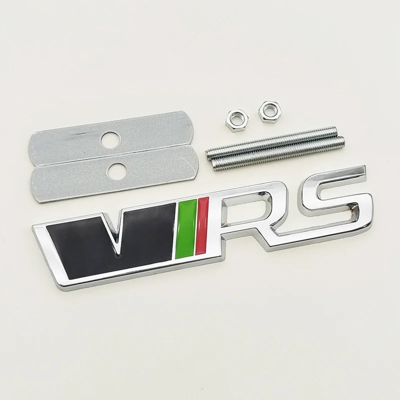 3d Metal RS Logo VRS Car Front Grill Emblem Rear Trunk Badge for Skoda VRS Octavia 1 2 3 Rapid Kodiaq Karoq Fabia Kamiq Superb