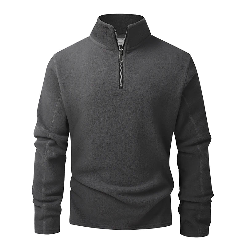 Men's Fleece Zip-Neck Pullover - Thick Stand Collar Sweatshirt - photo 7