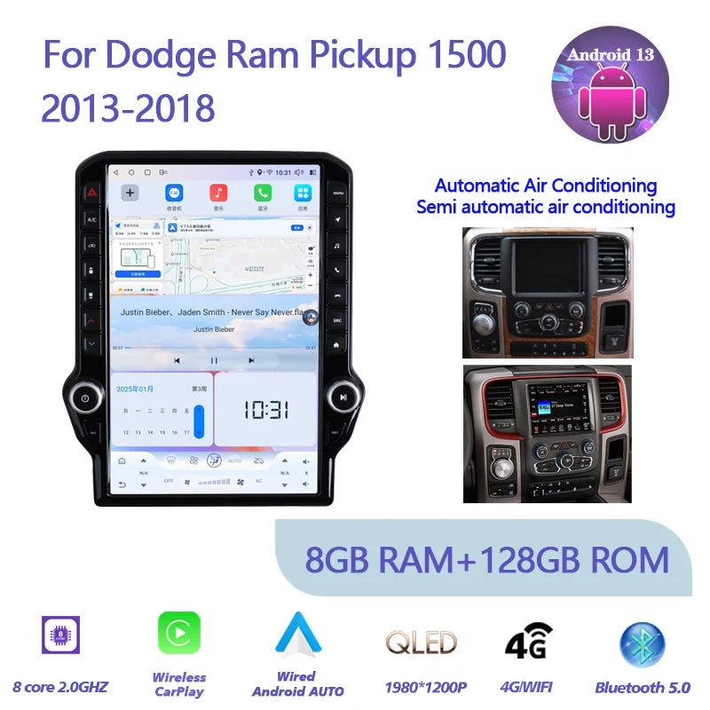 14.5" Android 13 Multimedia GPS Radio — Dodge RAM 1500 Pickup (2013-2018)